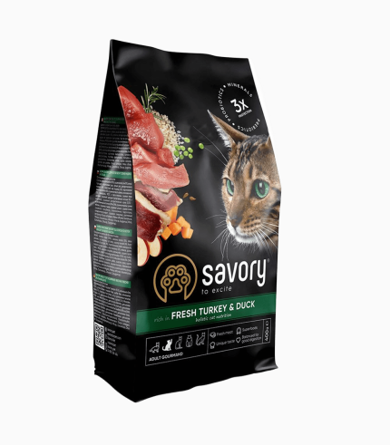 Сухий корм Savory для котів гурманів, зі свіжою індичкою та качкою