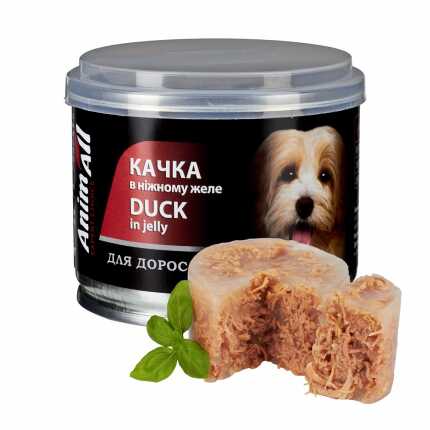 АнімАлл вологий корм для собак Качка в ніжному желе 195г
