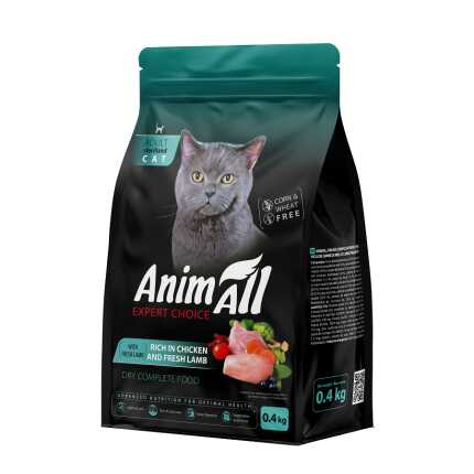 АнімАлл Повнораціонний сухий корм для стерилізованих кішок з куркою та свіжою ягнятиною, 0,4 кг