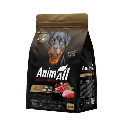 АнімАлл Повнораціонний сухий корм для собак великих порід зі свіжою індичкою та ягням, 2,5 кг
