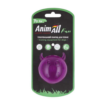 AnimAll Fun м'яч чортик з пищалкою 65 мм фіолетовий