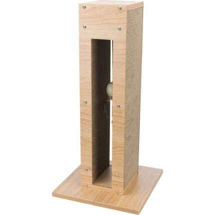 Дряпка-стовпчик Trixie для котів з іграшкою на мотузці та котячою м ятою картон/МДФ/джут світло-коричнева 30х30х62 см