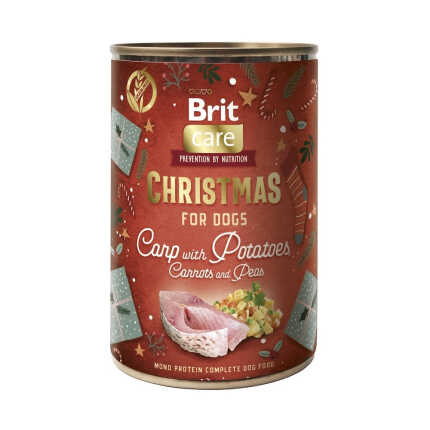 Корм вологий Brit Mono Protein Christmas д/собак Різдвяна вечеря короп, картопля, морква, горошок 400 г