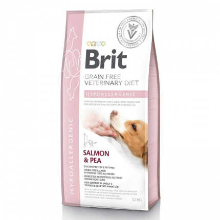 Корм сухий Brit Grain Free VetDiet Dog Hypoallergenic для собак з харчовою алергією з лососем горохом і гречкою 12 кг