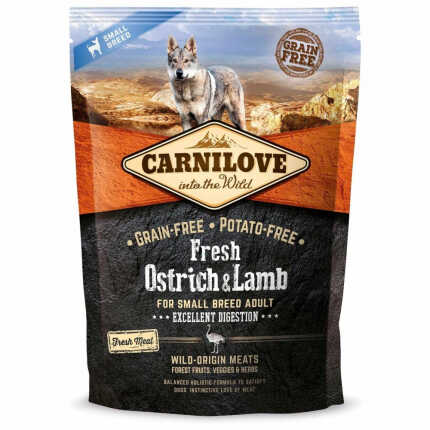 Корм сухий Carnilove Fresh Ostrich and Lamb for Small Breed Dogs для дорослих собак дрібних порід зі страусом та...