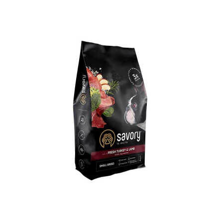 Корм сухий Savory Small Breed rich in Fresh Turkey and Lamb для дорослих собак малих порід до 10 кг зі свіжим ягням...