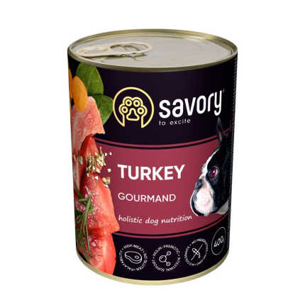 Корм вологий Savory Dog Gourmand Turkey паштет для дорослих собак усіх порід з індичкою 400 г