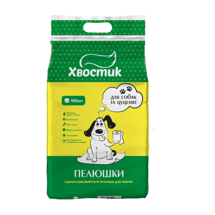 Пелюшки Хвостик 60х90 см / 100 штук, (4 шт/ящ) (Х/4/60)