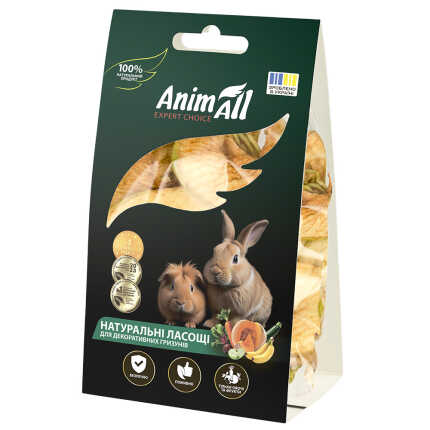 AnimAll Ласощі для гризунів, 30 г. Cушені яблуко та банан