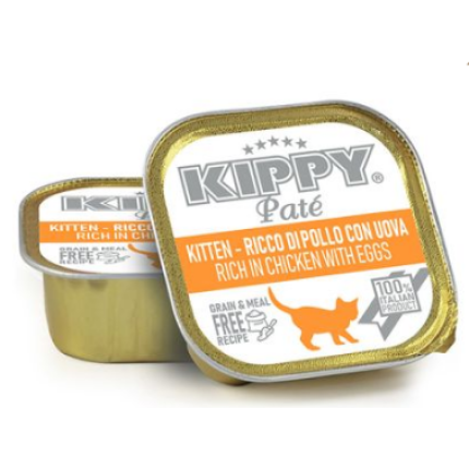 KIPPY Pate Kitten Chicken with Eggs 90g Повноцінний вологий корм для кошенят з куркою та яйцем у вигляді паштету, 90г а/у