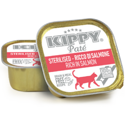 KIPPY Pate Sterilised Cats Salmon 90g Повноцінний вологий корм для стерилізованих котів з лососем у вигляді паштету, 90г а/у