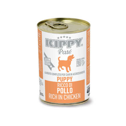 KIPPY Pate Puppy Chicken 400g Повноцінний вологий корм для цуценят з куркою у вигляді паштету, 400г ж/б, усі породи