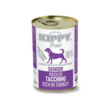 KIPPY Pate Senior Dogs Turkey 400g Повноцінний вологий корм для літніх собак з індичкою у вигляді паштету, 400г ж/б, усі породи