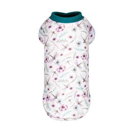 Футболка Pet Fashion Flora для собак бавовна трикотаж біла з квітковим принтом S